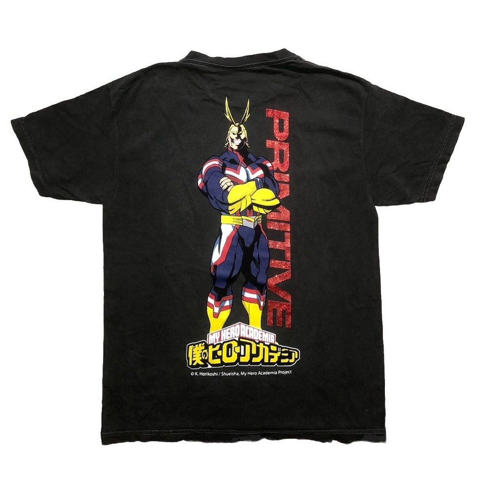 Primitive x My Hero Academia T Shirt Men's M Black  Vintage‎ Wash All Might NEW